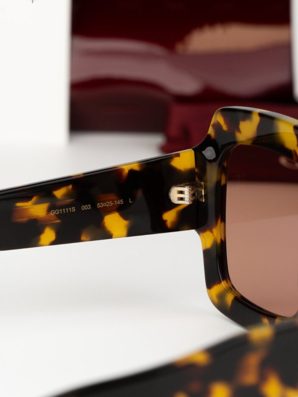 Gucci Women Sunglasses Havana Red Square GG1111S 003 NEW AUTHENTIC - Picture 4 of 9